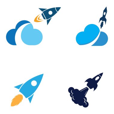 Roket logosu ve sembol tasarım vektörü