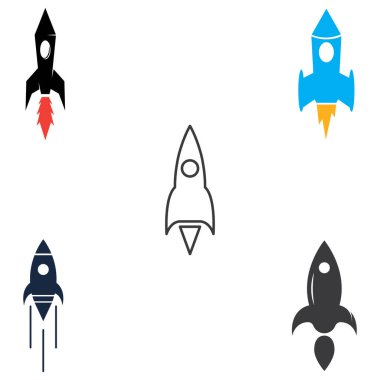 Roket logosu ve sembol tasarım vektörü