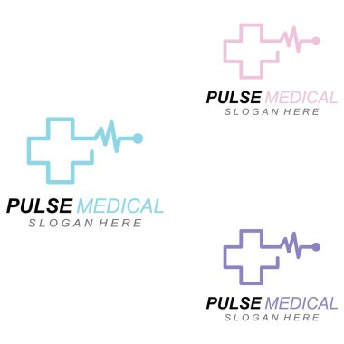 Nabız ya da tıbbi dalga. Logo tasarımı konsept vektörü