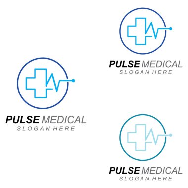 Nabız ya da tıbbi dalga. Logo tasarımı konsept vektörü
