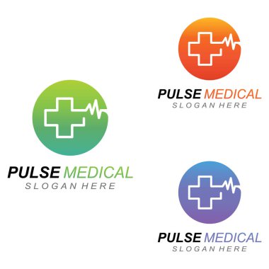 Nabız ya da tıbbi dalga. Logo tasarımı konsept vektörü