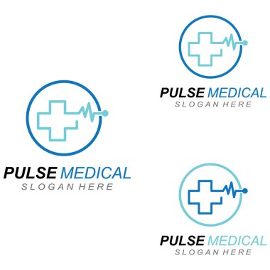 Nabız ya da tıbbi dalga. Logo tasarımı konsept vektörü