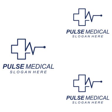 Nabız ya da tıbbi dalga. Logo tasarımı konsept vektörü