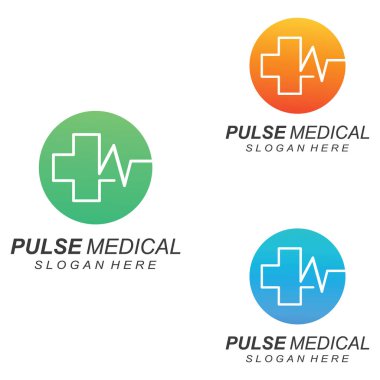 Nabız ya da tıbbi dalga. Logo tasarımı konsept vektörü