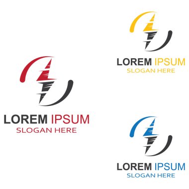 Modern vektör tasarımı kavramını kullanarak elektrik yıldırımı logosu.