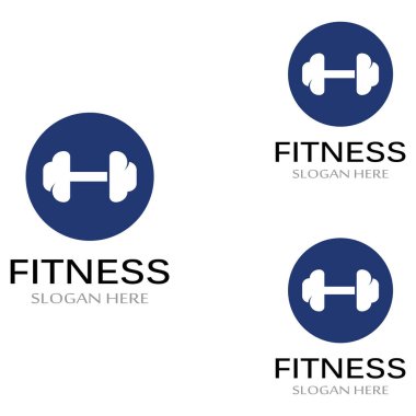 Spor salonu jimnastik salonu silueti logosu ve barbell.Vektör tasarımı kullanılarak fitness jimnastik salonu ve halter tasarımı