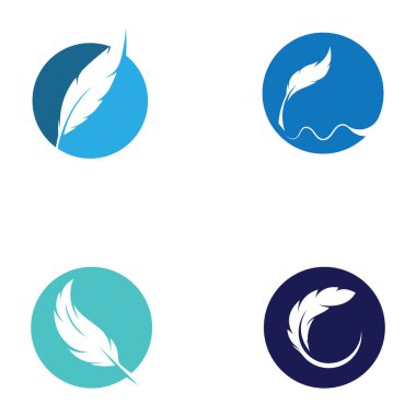 Kuş türünden tüy logosu ve vektör simgesi kullanılarak tüy kalemi