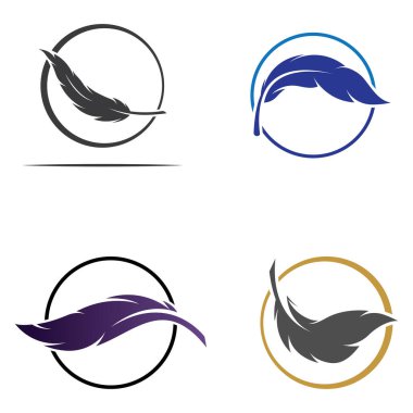 Kuş türünden tüy logosu ve vektör simgesi kullanılarak tüy kalemi