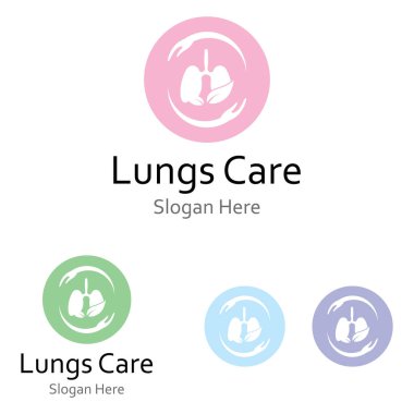 Akciğerler sağlık ve akciğer bakımı logo vektör tasarım şablonu