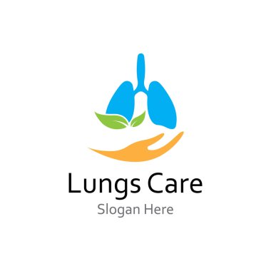 Akciğerler sağlık ve akciğer bakımı logo vektör tasarım şablonu