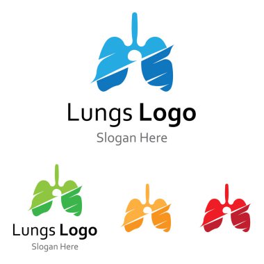 Akciğerler sağlık ve akciğer bakımı logo vektör tasarım şablonu