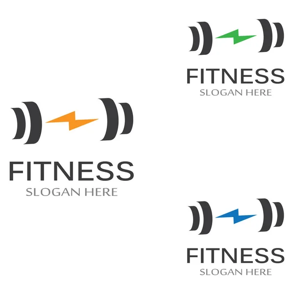 Ginásio Fitness Silhueta Logotipo Barbell Design Para Academia Fitness Barra — Vetor de Stock