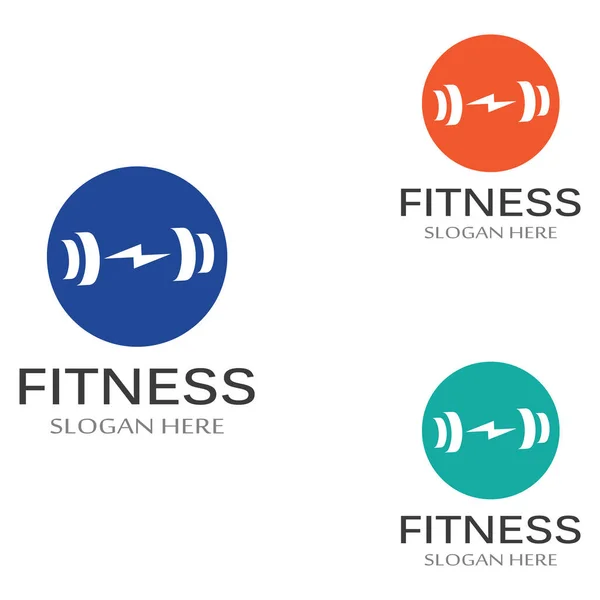 Fitness Studio Silhouette Logo Und Langhantel Design Für Fitness Studio — Stockvektor