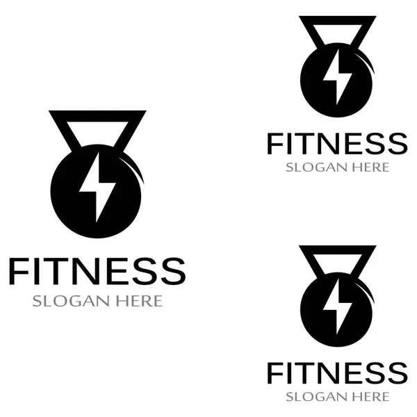 Ginásio Fitness Silhueta Logotipo Barbell Design Para Academia Fitness Barra — Vetor de Stock