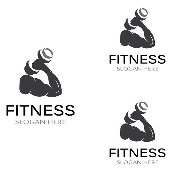 Fitness Studio Silhouette Logo Und Langhantel Design Für Fitness Studio — Stockvektor