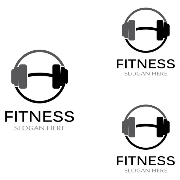 Fitness Studio Silhouette Logo Und Langhantel Design Für Fitness Studio — Stockvektor