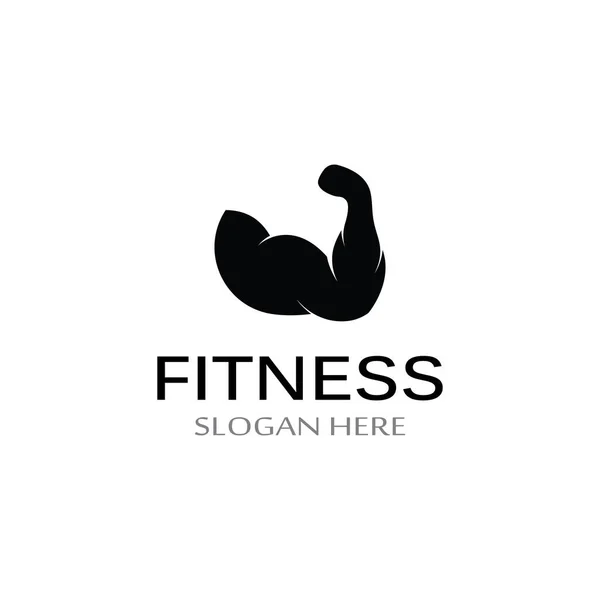 Ginásio Fitness Silhueta Logotipo Barbell Design Para Academia Fitness Barra — Vetor de Stock