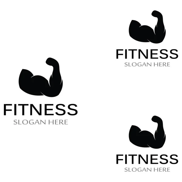 Logo Sylwetki Fitness Siłowni Sztangi Projekt Dla Siłowni Fitness Sztangi — Wektor stockowy