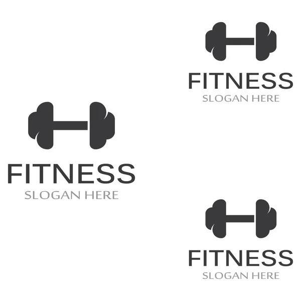 Ginásio Fitness Silhueta Logotipo Barbell Design Para Academia Fitness Barra — Vetor de Stock