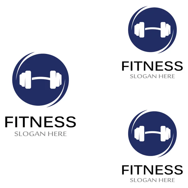 Fitnessruimte Silhouet Logo Barbell Design Voor Fitnessstudio Lange Halter Met — Stockvector