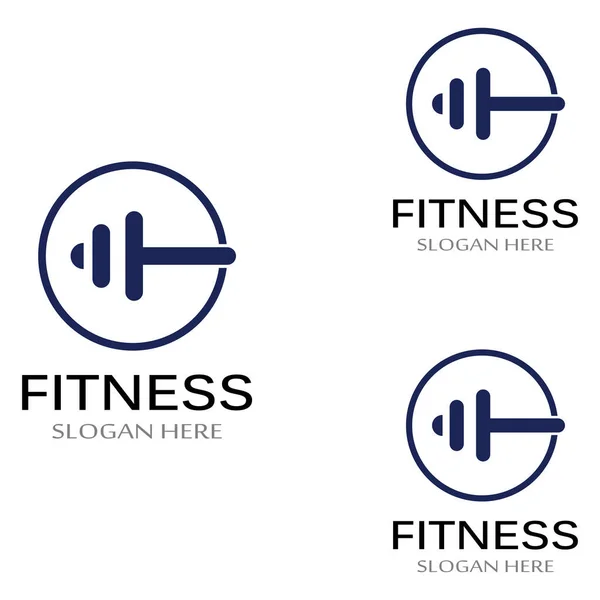 Ginásio Fitness Silhueta Logotipo Barbell Design Para Academia Fitness Barra — Vetor de Stock