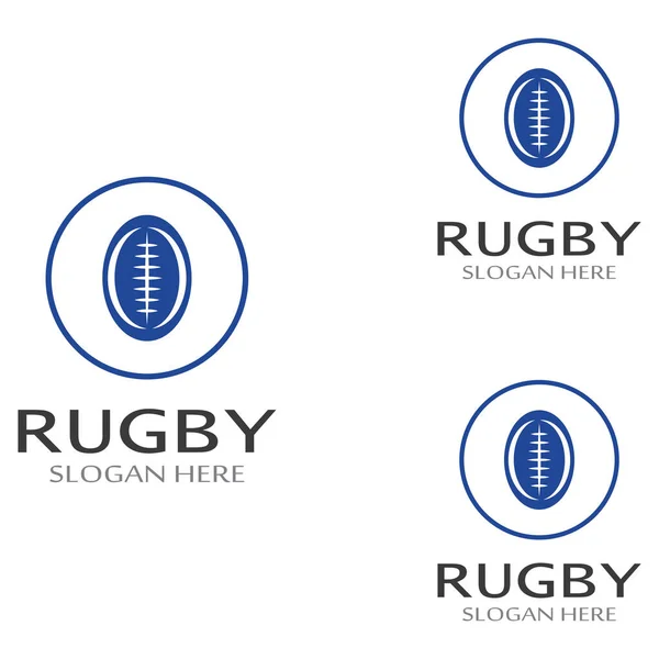 Rugby Ball Logo Mit Vektor Illustration Design Konzept Kann Für — Stockvektor