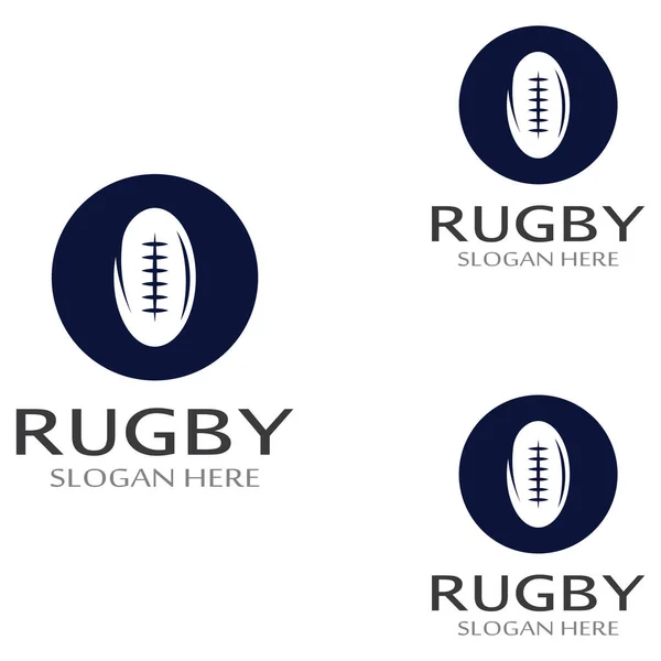 Rugby Ball Logo Mit Vektor Illustration Design Konzept Kann Für — Stockvektor