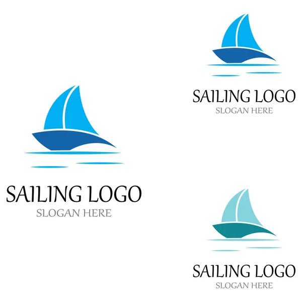 Logo Voilier Voilier Avec Vagues Vagues Utilisant Concept Conception Vectorielle — Image vectorielle