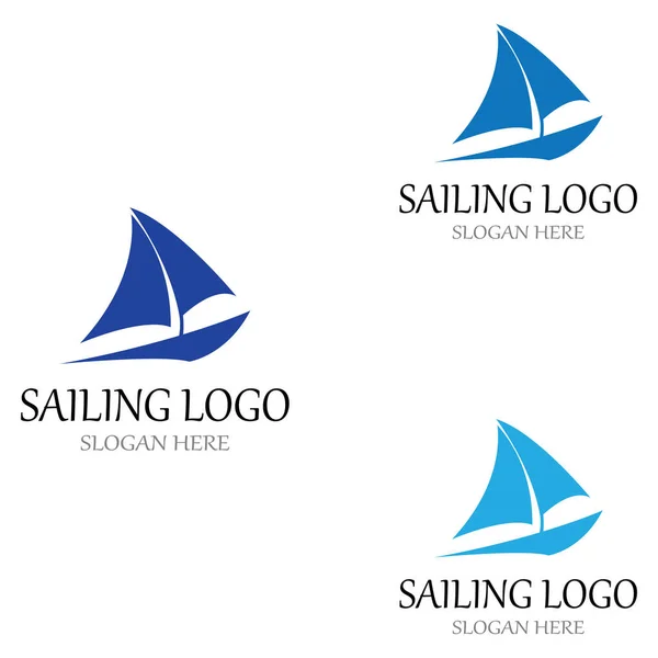 Logo Voilier Voilier Avec Vagues Vagues Utilisant Concept Conception Vectorielle — Image vectorielle