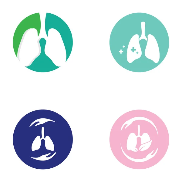 Pulmones Salud Cuidados Pulmonares Logotipo Icono Vector Diseño Plantilla — Vector de stock