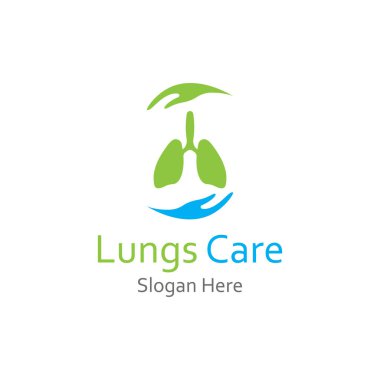Akciğerler sağlık ve akciğer bakımı logo vektör tasarım şablonu