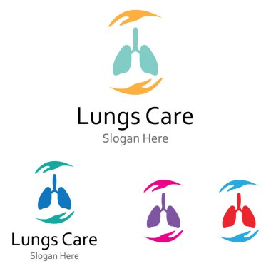 Akciğerler sağlık ve akciğer bakımı logo vektör tasarım şablonu