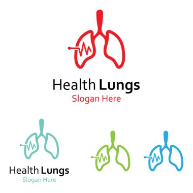 Akciğerler sağlık ve akciğerler logo vektör tasarımı, akciğerler logo şablonu.