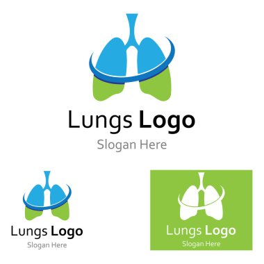 Akciğerler sağlık ve akciğerler logo vektör tasarımı, akciğerler logo şablonu.