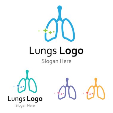 Akciğerler sağlık ve akciğerler logo vektör tasarımı, akciğerler logo şablonu.