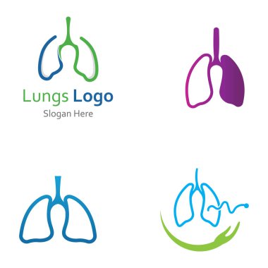 Akciğerler sağlık ve akciğerler logo vektör tasarımı, akciğerler logo şablonu.
