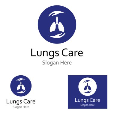 Akciğerler sağlık ve akciğer bakımı logo vektör tasarım şablonu