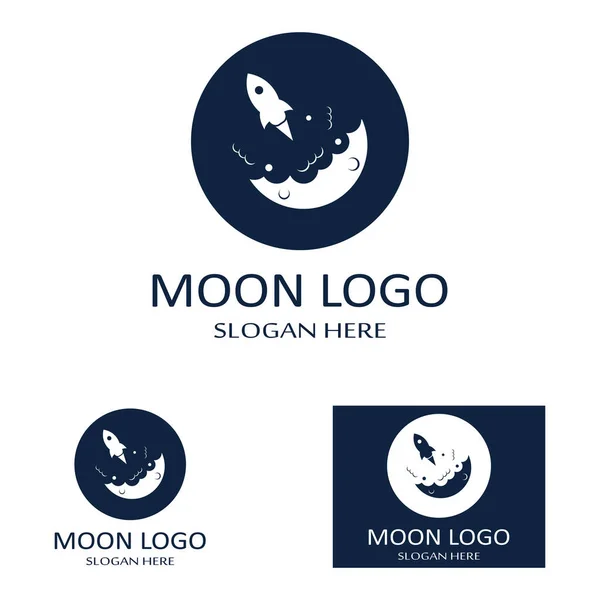 Vollmond Und Halbmond Logo Mit Logo Vektor Symbol Konzept Design — Stockvektor