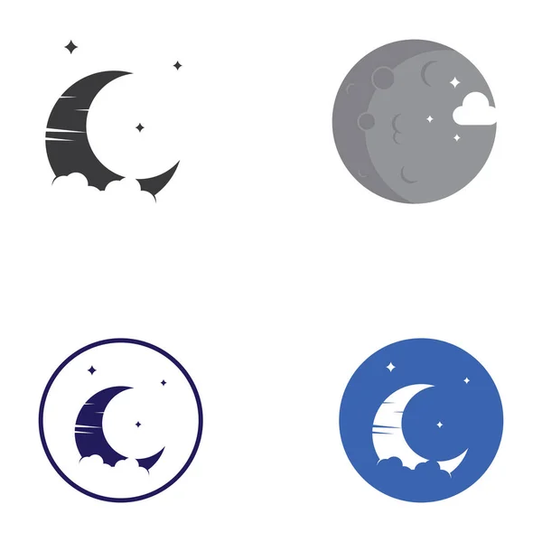 Luna Llena Media Luna Logotipo Utilizando Diseño Concepto Icono Vector — Archivo Imágenes Vectoriales