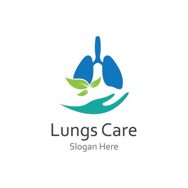 Akciğerler sağlık ve akciğer bakımı logo vektör tasarım şablonu