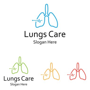 Akciğerler sağlık ve akciğer bakımı logo vektör tasarım şablonu