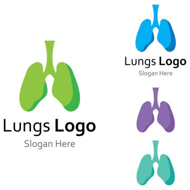 Akciğerler sağlık ve akciğer bakımı logo vektör tasarım şablonu