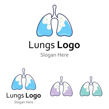 Akciğerler sağlık ve akciğer bakımı logo vektör tasarım şablonu