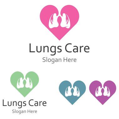 Akciğerler sağlık ve akciğer bakımı logo vektör tasarım şablonu