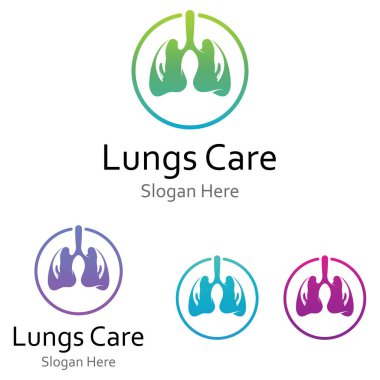 Akciğerler sağlık ve akciğer bakımı logo vektör tasarım şablonu