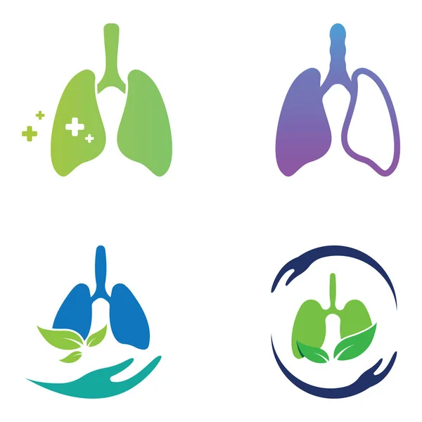 Pulmones Salud Cuidados Pulmonares Logotipo Icono Vector Diseño Plantilla — Vector de stock