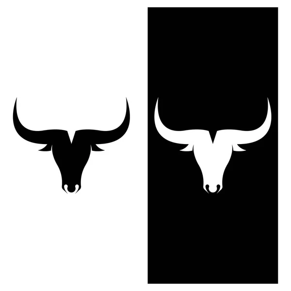 Cabeza Toro Cuerno Icono Plantilla — Vector de stock