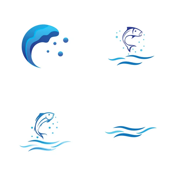 Ola Agua Icono Vector Ilustración Diseño Logo — Vector de stock