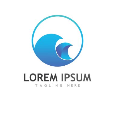 Su dalgası simgesi vektör çizim logosu