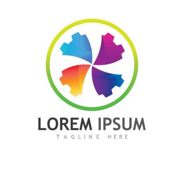 Gear Logo Şablonu vektör çizimi tasarımı